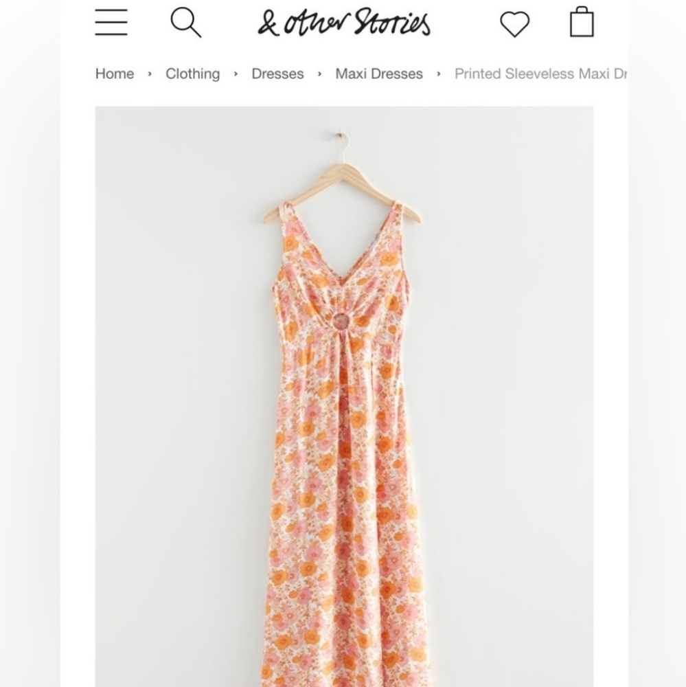 & other stories Orange and Pink Spring Floral midi Dress